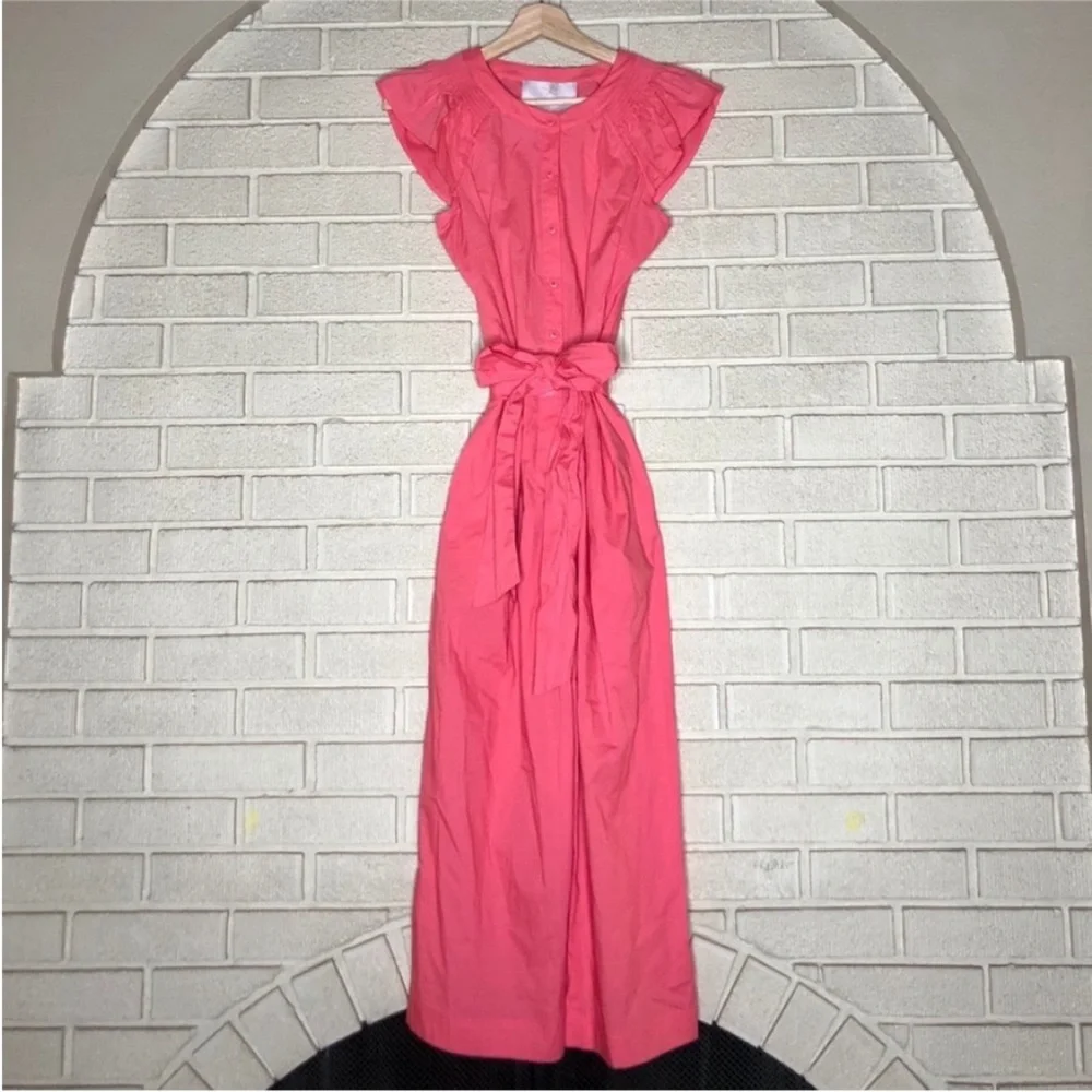 Gal Meets Glam Saffron Flutter Sleeve Jumpsuit Watermelon Size 4 NWT - Picture 2 of 11
